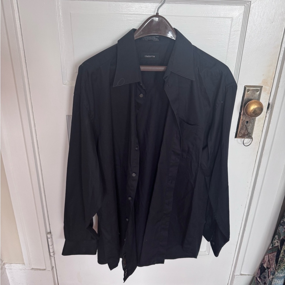 Claiborne Black Casual Button Down Shirt